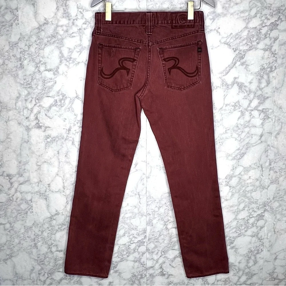 ⭐️ Rock & Republic Men’s Colburg Brick Red Straight Leg Y2K Jeans Size 30x32 - Picture 2 of 16